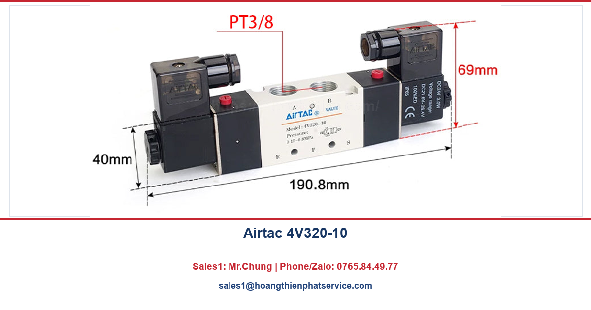 Van điện từ Airtac 4V320-10 khí nén