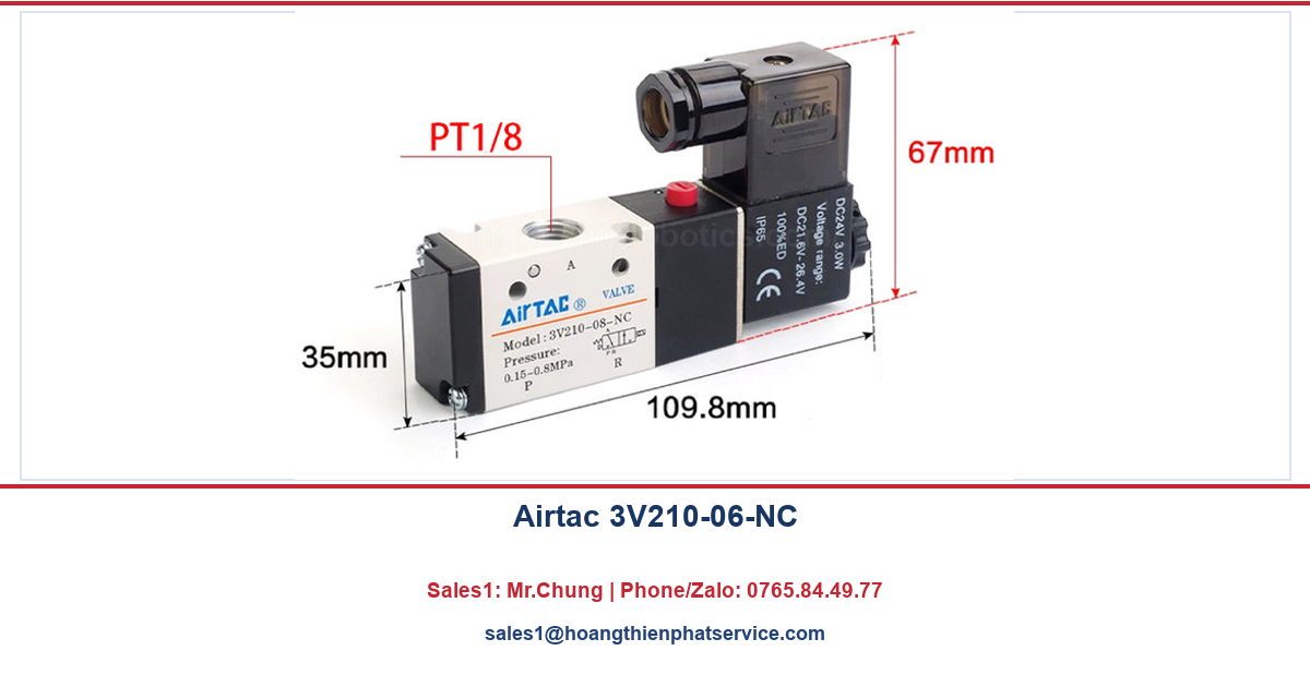 Van khí nén Airtac 3V210-06-NC 24VDC