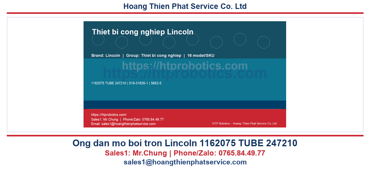 Ống dẫn mỡ bôi trơn Lincoln 1162075 TUBE 247210